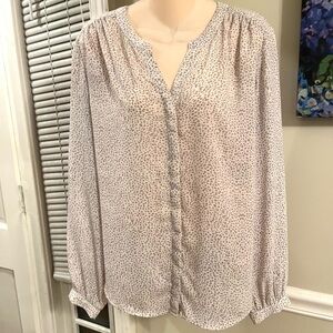 Adrienne Vittadini Splotted Printed Blouse Large